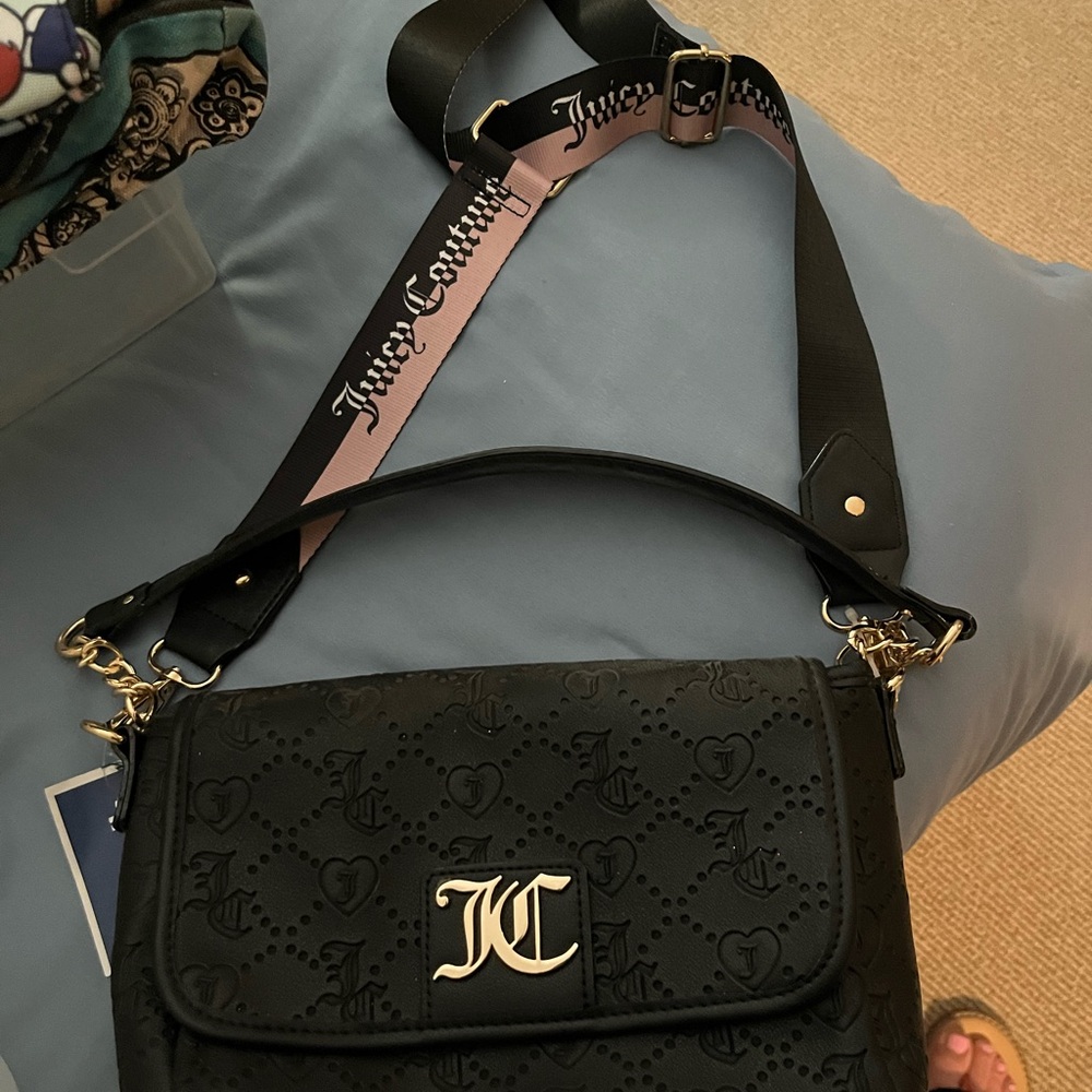 Juicy Couture Black Crossbody Bag with Gold Accents